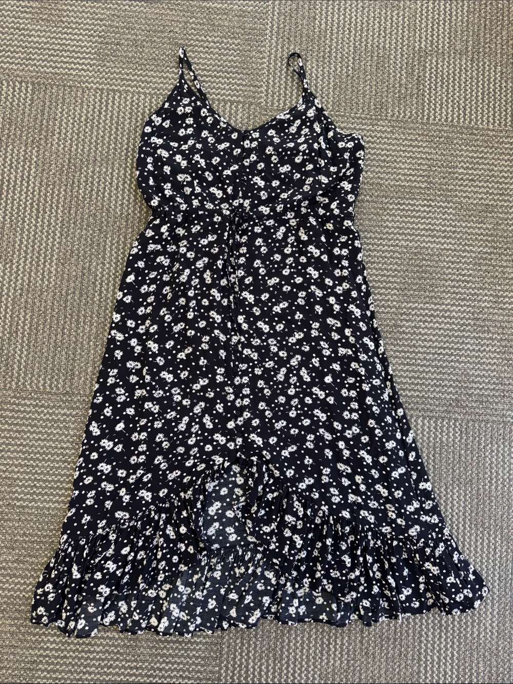 Rails Frida Black Dotted Daisy High Low Midi Dress, size L - Picture 2 of 7
